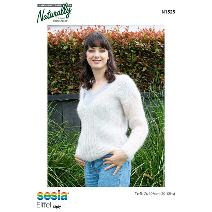 V-Neck Sweater Knitting Pattern (N1525)-Needlecraft Patterns-Wentworth Distributors-Printed Pattern – Posted-Wild & Woolly Yarns