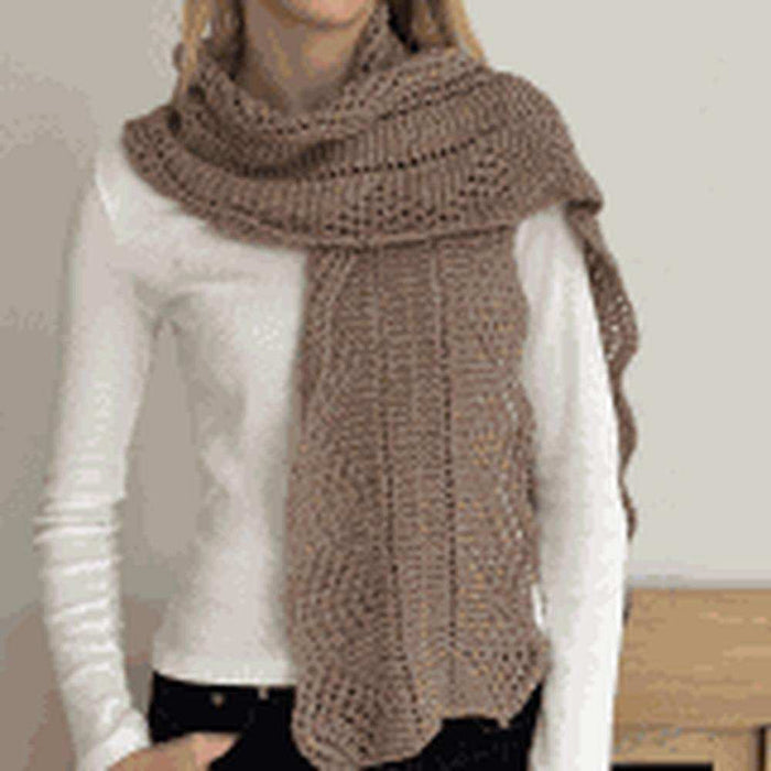 Vertical Lace Scarf Knit Kit-Needlecraft Kits-Wild & Woolly Yarns-Stony (3200)-One Size-Wild & Woolly Yarns