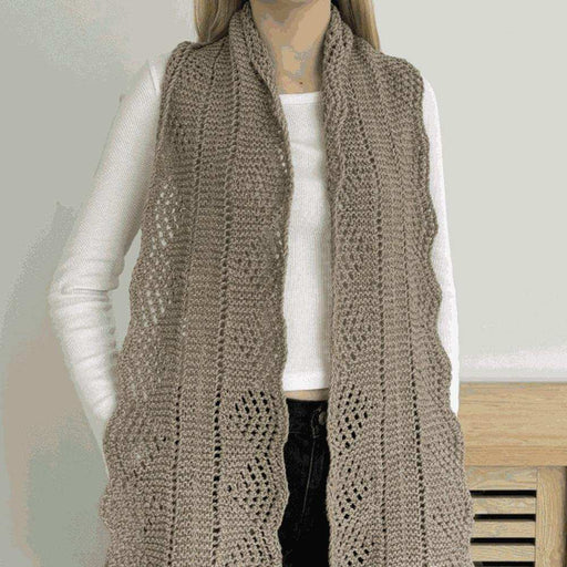 Vertical Lace Scarf Knit Kit-Needlecraft Kits-Wild & Woolly Yarns-Stony (3200)-One Size-Wild & Woolly Yarns