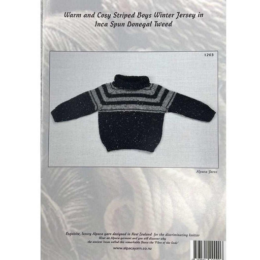 Warm & Cosy Striped Boys Jersey Knitting Pattern (AP1203)-Needlecraft Patterns-Alpaca Yarns-Printed Pattern – Posted-Wild & Woolly Yarns