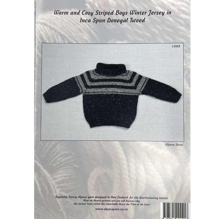 Warm & Cosy Striped Boys Jersey Knitting Pattern (AP1203)-Needlecraft Patterns-Alpaca Yarns-Printed Pattern – Posted-Wild & Woolly Yarns