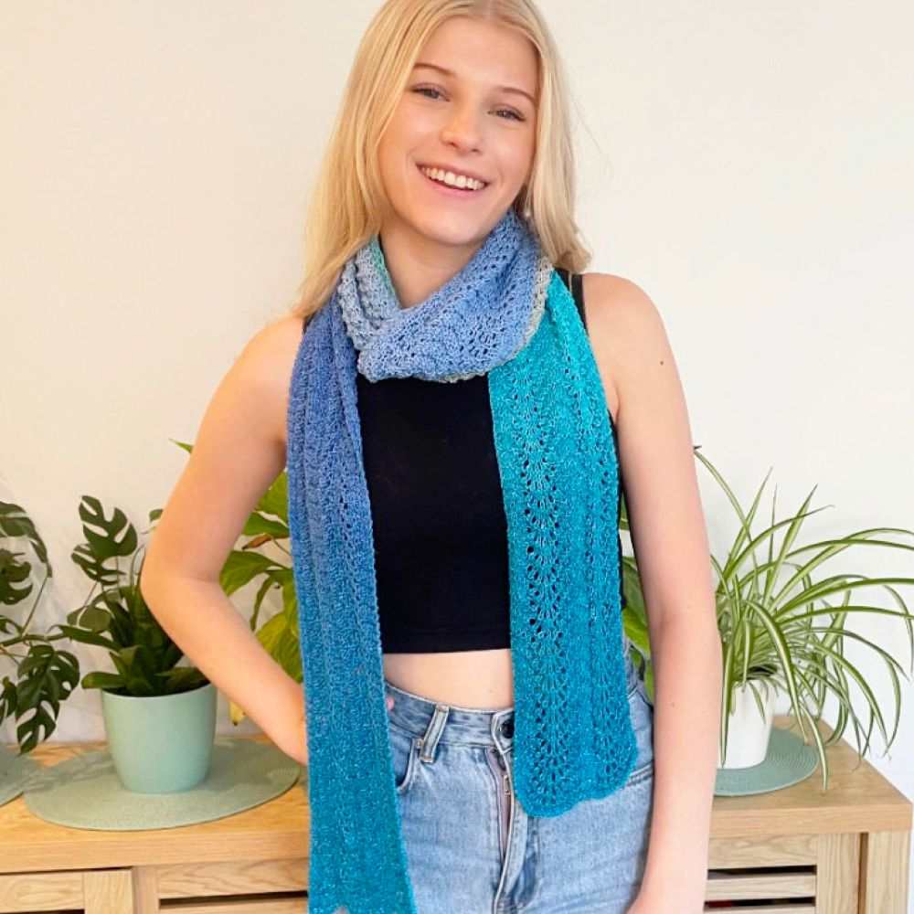 Waves Summer Scarf Knitting Pattern (N1681)-Needlecraft Patterns-Wentworth Distributors-Printed Pattern – Posted-Wild & Woolly Yarns