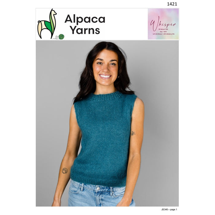 Whisper Vest Knitting Pattern (AP1421)-Needlecraft Patterns-Alpaca Yarns-Printed-Wild & Woolly Yarns