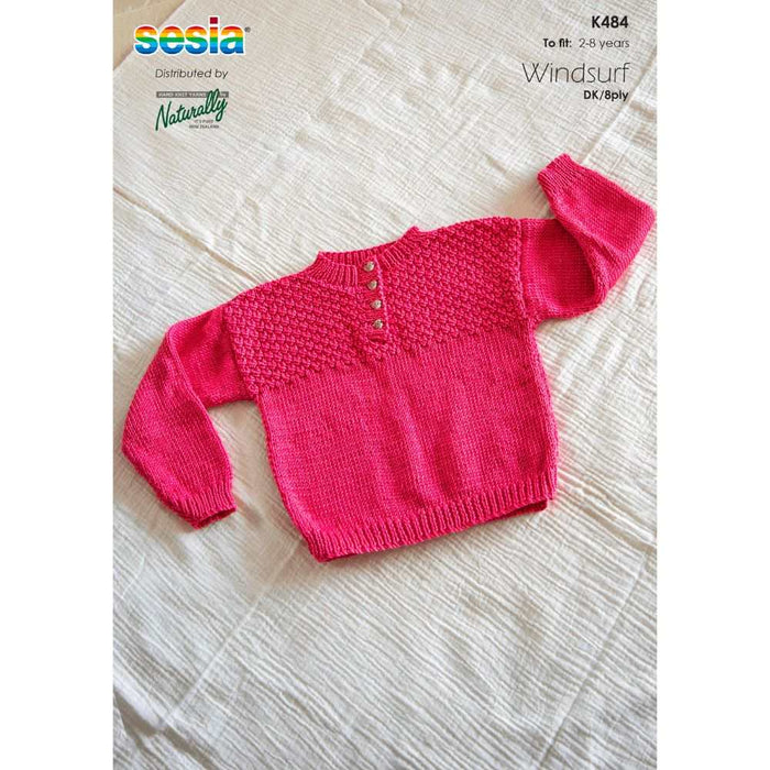 Windsurf Sweater Knitting Pattern (K484)-Needlecraft Patterns-Wentworth Distributors-Printed-Wild & Woolly Yarns