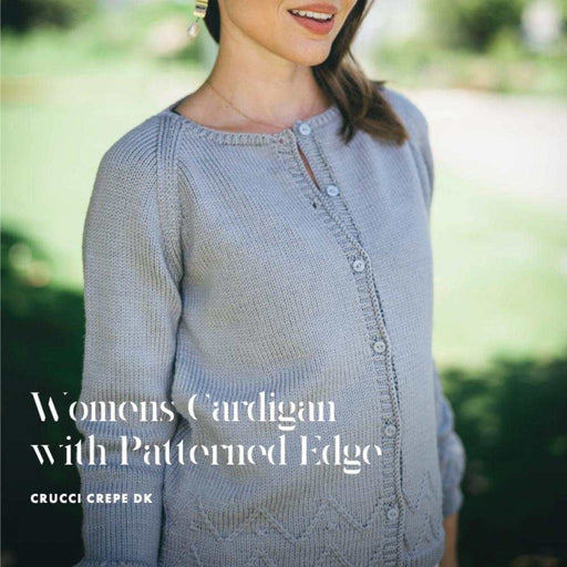 Women’s Cardigan with Patterned Edge Knitting Pattern (CRU2213)-Needlecraft Patterns-Crucci-Printed Pattern – Posted-Wild & Woolly Yarns
