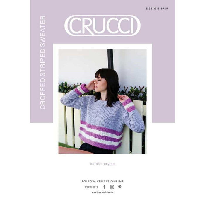 Women's Cropped Striped Sweater Knitting Pattern (CRU1919)-Needlecraft Patterns-Crucci-Printed Pattern – Posted-Wild & Woolly Yarns