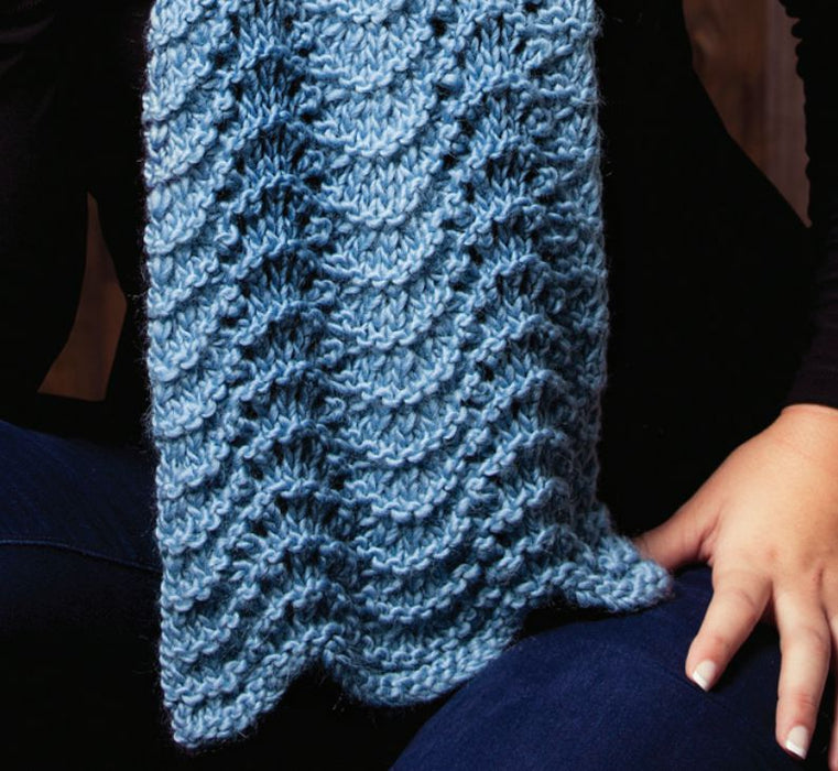 Adorable Fan Stitch Scarf Knitting Pattern (AE - 8006)-Pattern-Wild and Woolly Yarns