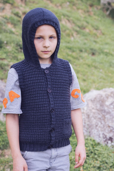 Alexander Hooded Vest Knitting Pattern - 8Ply (LF28)-Pattern-Wild and Woolly Yarns