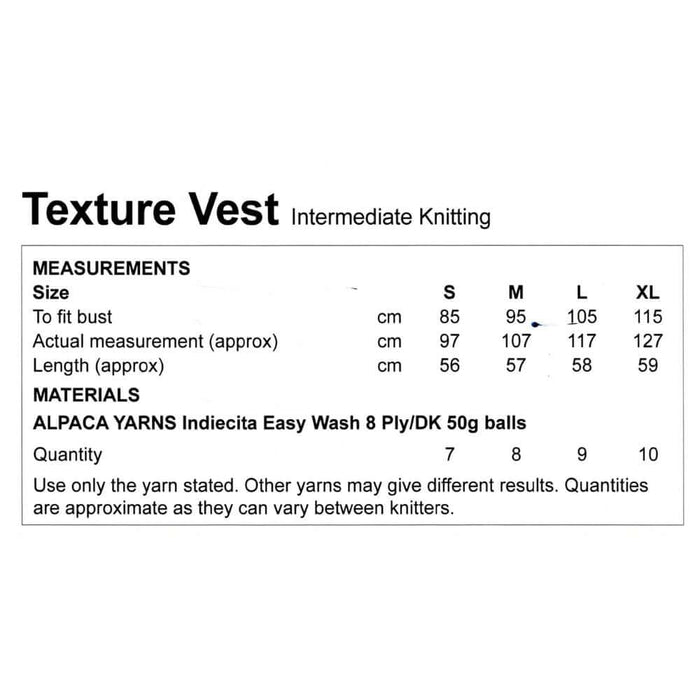 Alpaca Yarns Texture Vest Knitting Pattern (1552)-Pattern-Wild and Woolly Yarns