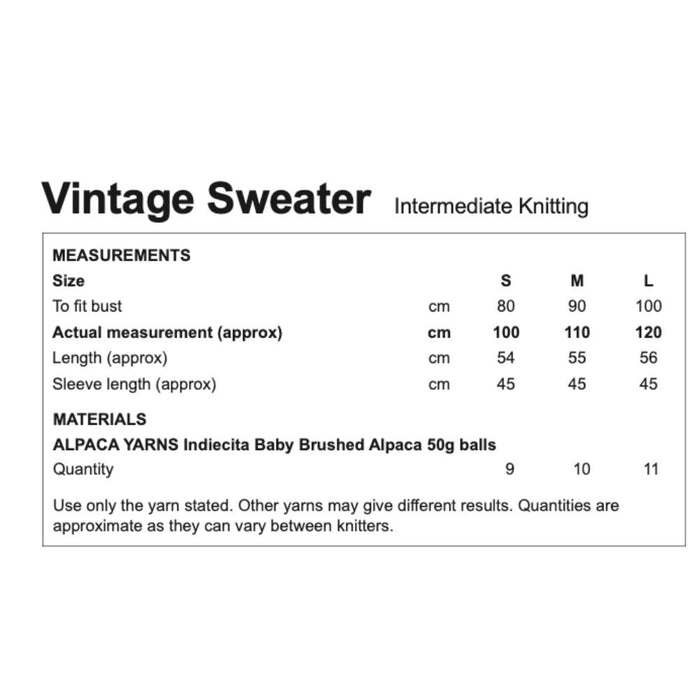 Alpaca Yarns Vintage Sweater Knitting Pattern (1140)-Pattern-Wild and Woolly Yarns
