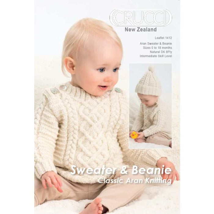 Aran Sweater and Beanie Knitting Pattern (CRU1412)-Pattern-Wild and Woolly Yarns