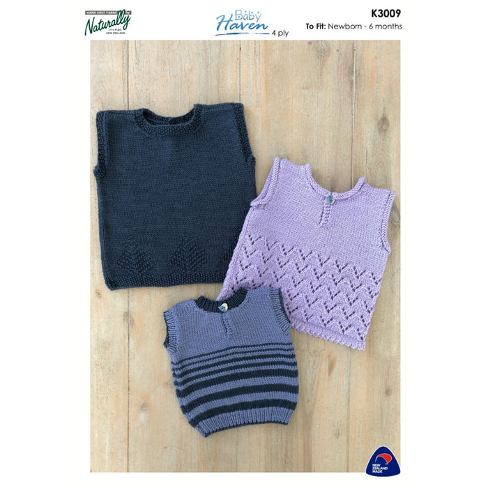 Baby Singlets - Simple, Lacy or Textured Knitting Pattern (K3009)-Pattern-Wild and Woolly Yarns