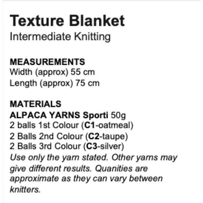 Baby Texture Blanket Knitting Pattern (AP2206)-Pattern-Wild and Woolly Yarns