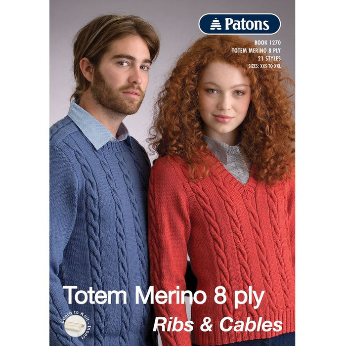 Totem Merino 8Ply Ribs & Cable Pattern Book (1270)-Pattern Book-Wild and Woolly Yarns
