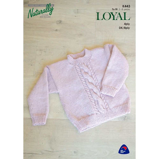 Cable Panel Sweater Knitting Pattern for ages 2-8, featuring textured cable design in 4ply or DK/8ply yarn.