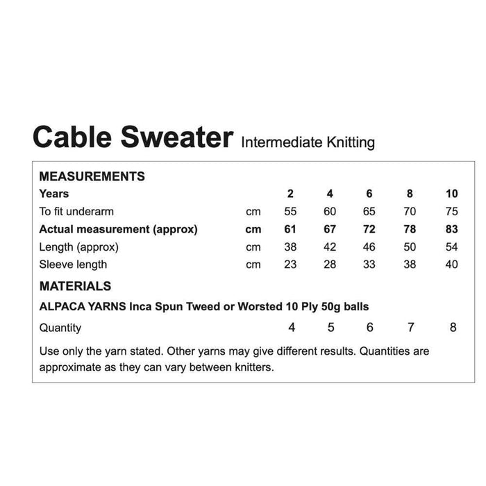 Cable Sweater Knitting Pattern (AP1219)-Pattern-Wild and Woolly Yarns