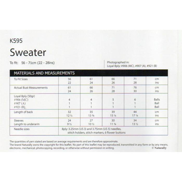 Childrens Sweater Knitting Pattern (K595)-Pattern-Wild and Woolly Yarns