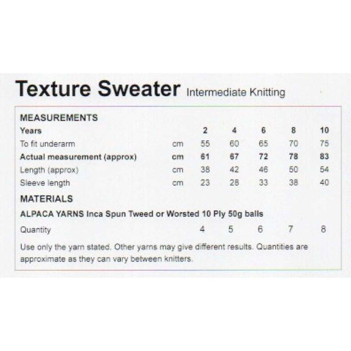 Children's Texture Sweater Knitting Pattern (AP1218)-Pattern-Wild and Woolly Yarns