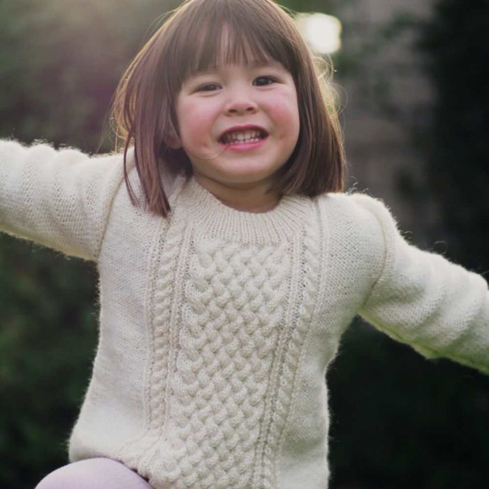 Child's Cabled Sweater Knitting Pattern (CRU2005)-Pattern-Wild and Woolly Yarns