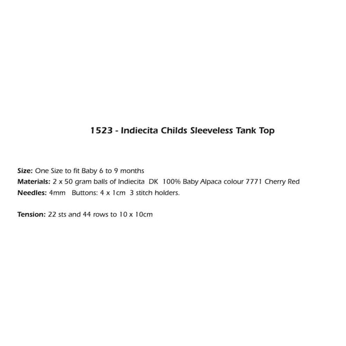 Childs Sleeveless Tank Top Knitting Pattern (AP1523)-Pattern-Wild and Woolly Yarns
