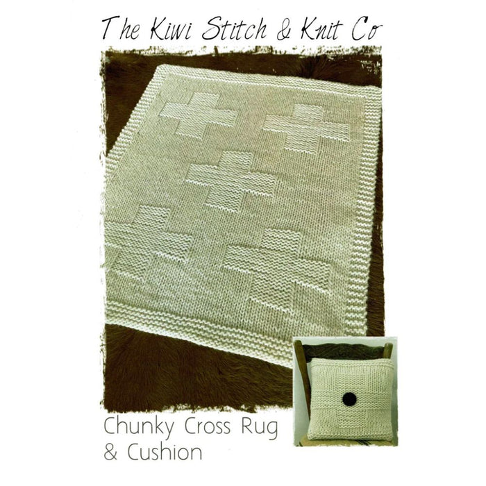 Chunky Cross Rug & Cushion Knitting Pattern - 14Ply-Pattern-Wild and Woolly Yarns