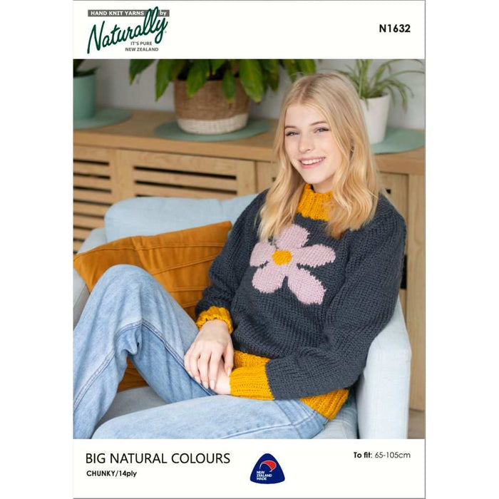 Chunky Daisy Jumper Knitting Pattern (N1632)-Pattern-Wild and Woolly Yarns