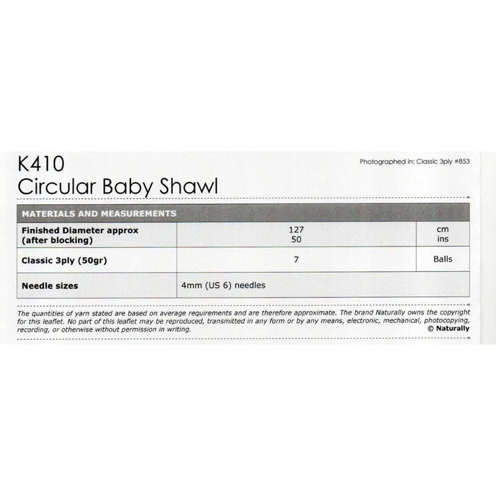 Circular Baby Shawl Knitting Pattern (K410)-Pattern-Wild and Woolly Yarns