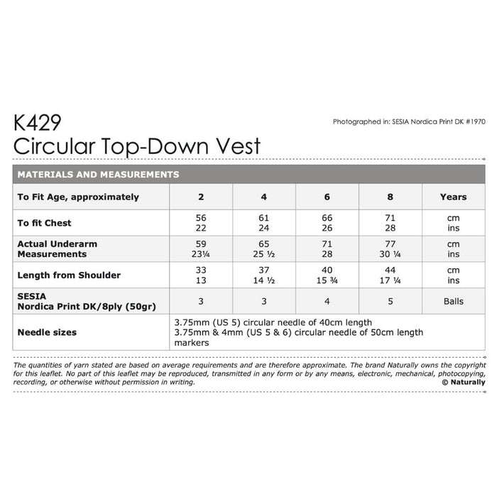 Circular Top-Down Vest Knitting Pattern (K429)-Pattern-Wild and Woolly Yarns
