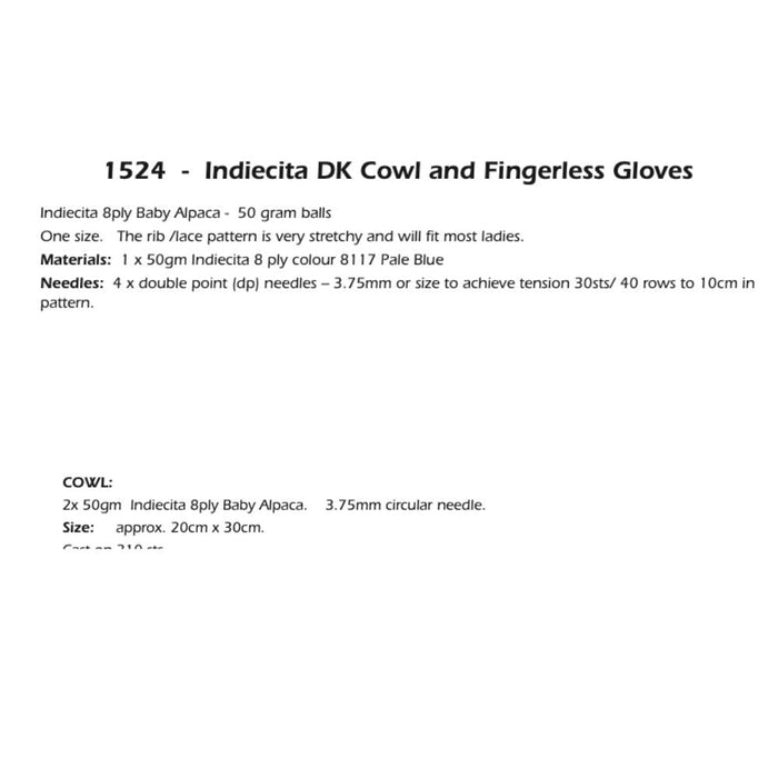 Cowl & Fingerless Gloves Knitting Pattern (1524)-Pattern-Wild and Woolly Yarns