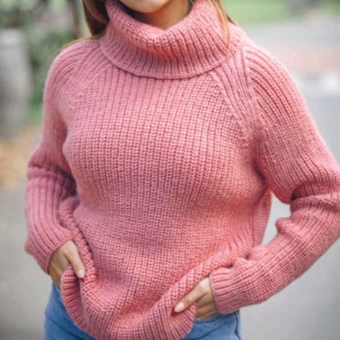 Cowl Rib Neck Sweater Knitting Pattern (CRU2310)-Pattern-Wild and Woolly Yarns