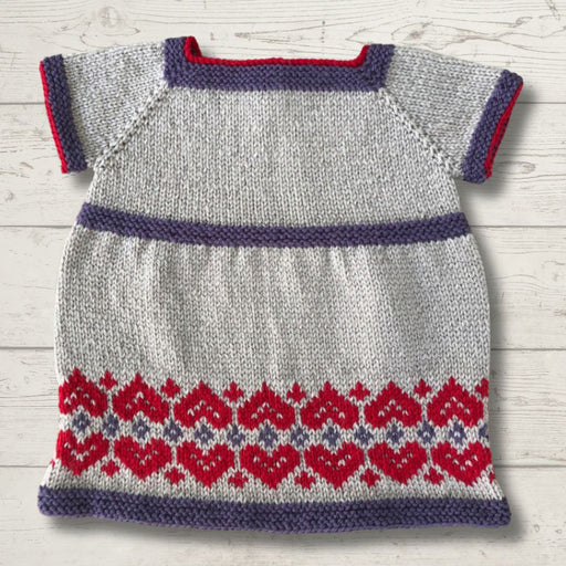 Dress with Heart Detail Hem Knitting Pattern (K3014)-Pattern-Wild and Woolly Yarns