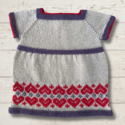 Dress with Heart Detail Hem Knitting Pattern (K3014)-Pattern-Wild and Woolly Yarns