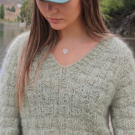 V Neck Jumper with Basket Weave Stitch Knitting Pattern.
