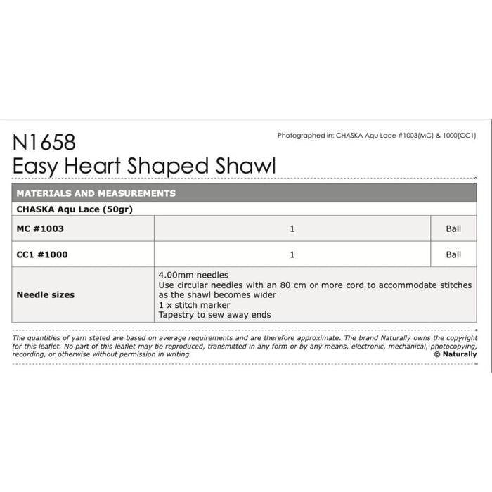 Easy Heart Shaped Shawl Knitting Pattern (N1658)-Pattern-Wild and Woolly Yarns