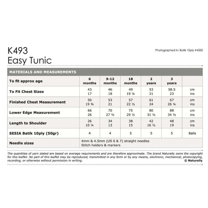 Easy Tunic Knitting Pattern (K493)-Pattern-Wild and Woolly Yarns
