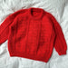 Red Esther Sweater Junior with textured pattern, suitable for ages 1-14 years, top-down knitting pattern.