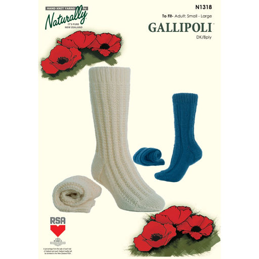 Gallipoli 8 Ply Socks Knitting Pattern (N1318)-Pattern-Wild and Woolly Yarns