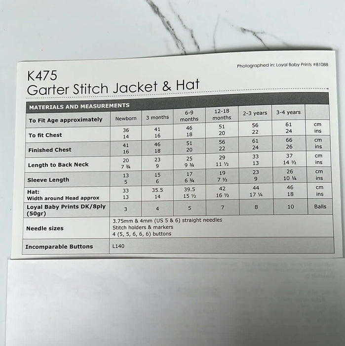 Garter Stitch Jacket & Hat Knitting Pattern (K475) **-Pattern-Wild and Woolly Yarns