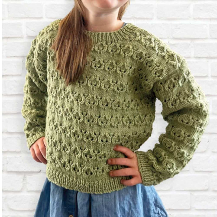 Girls Chain Pattern Sweater Knitting Pattern (CRU2315)-Pattern-Wild and Woolly Yarns