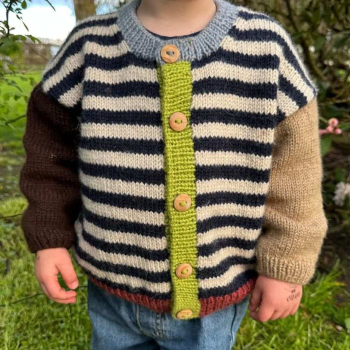 Holger Cardigan Knitting Pattern for Kids by PetiteKnit, Striped Design