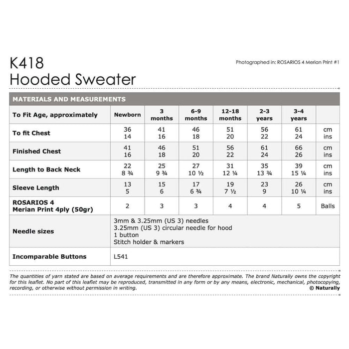 Hooded Sweater Knitting Pattern (K418)-Pattern-Wild and Woolly Yarns