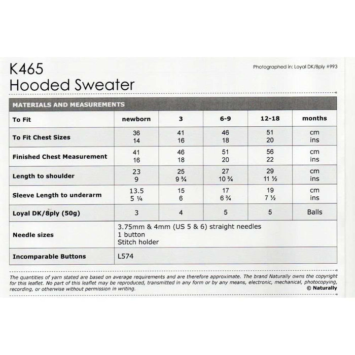 Hooded Sweater Knitting Pattern (K465)-Pattern-Wild and Woolly Yarns