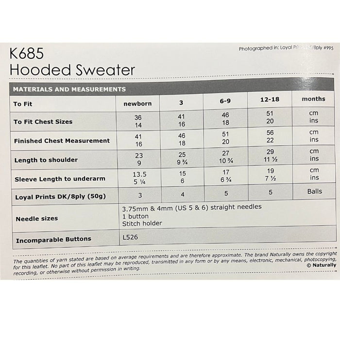 Hooded Sweater Knitting Pattern (K685)-Pattern-Wild and Woolly Yarns
