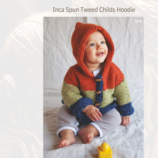 Inca Spun Tweed Childs Hoodie Knitting Pattern (1214)-Pattern-Wild and Woolly Yarns