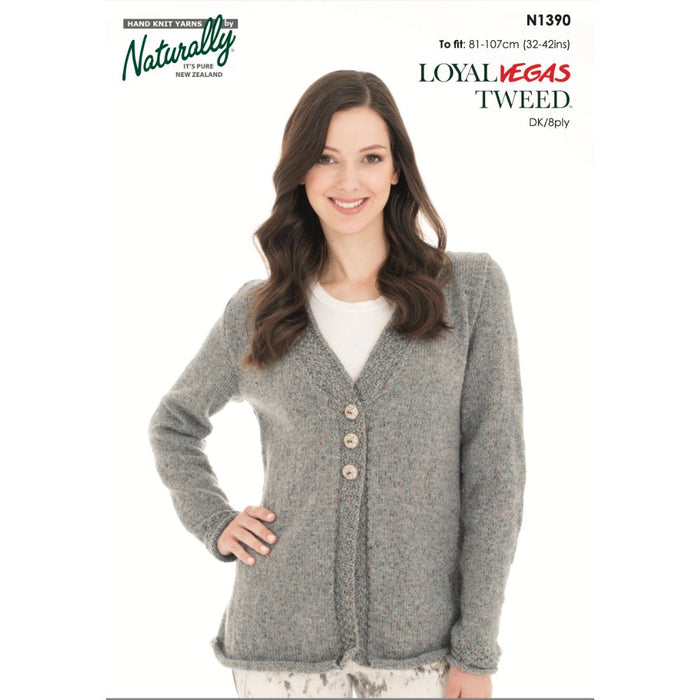 Jacket with Rolled Lower Edge Knitting Pattern (N1390)-Pattern-Wild and Woolly Yarns