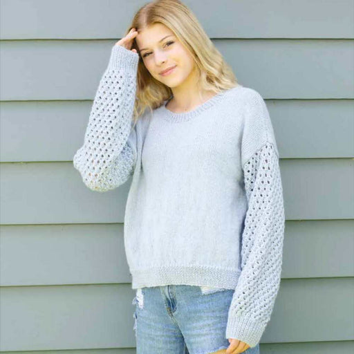 Lace Sleeve Sweater Knitting Pattern (N1545)-Pattern-Wild and Woolly Yarns