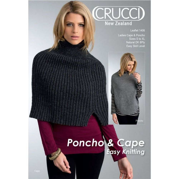 Ladies Cape & Poncho KNitting Pattern (1406)-Pattern-Wild and Woolly Yarns