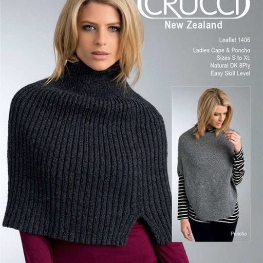 Ladies Cape & Poncho KNitting Pattern (1406)-Pattern-Wild and Woolly Yarns