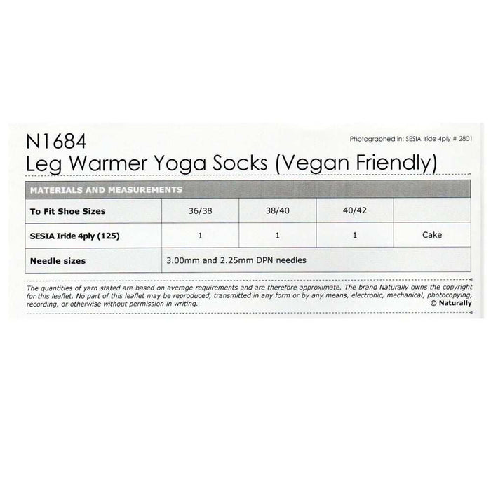 Leg Warmer Yoga Socks Knitting Pattern (N1684)-Pattern-Wild and Woolly Yarns