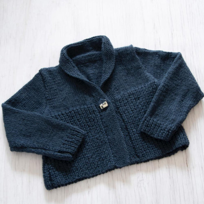 Little Jacket Knitting Pattern in Muhu DK/8ply, cozy and classic design for babies and toddlers.